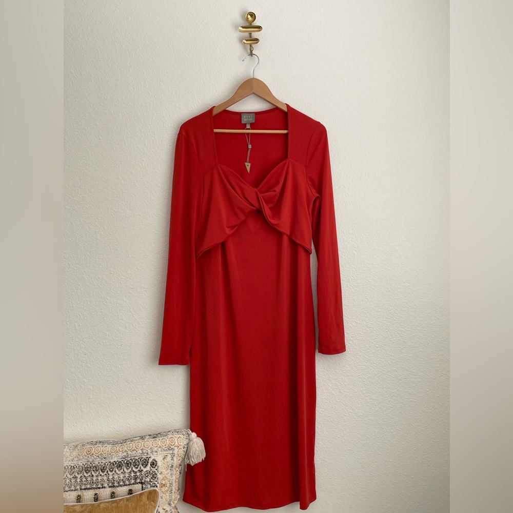 Dual Nature Long Sleeve Midi Dress